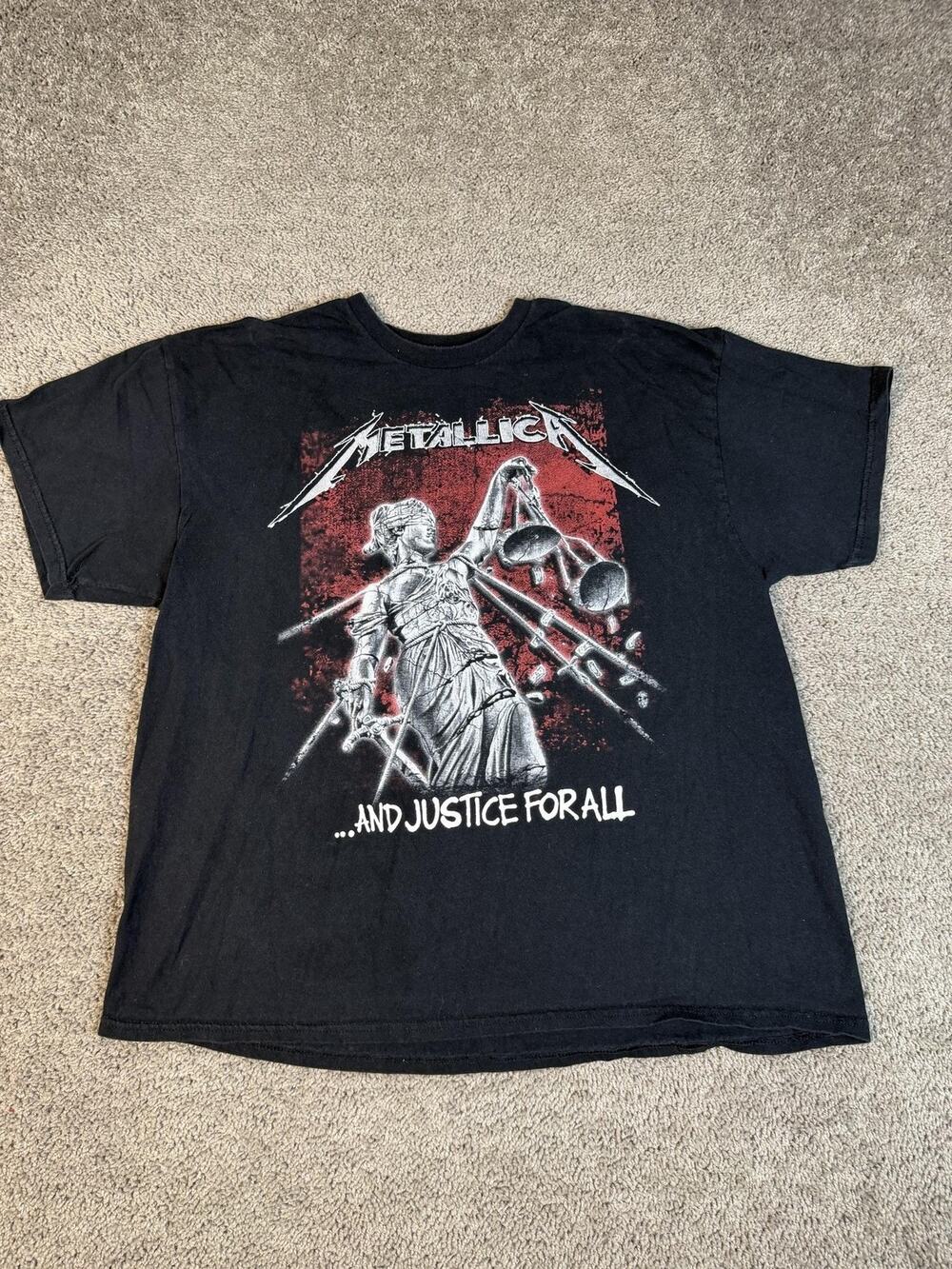 Metallica Shirt Mens XXL Black ...And Justice For All Graphic Crew Neck Tagless